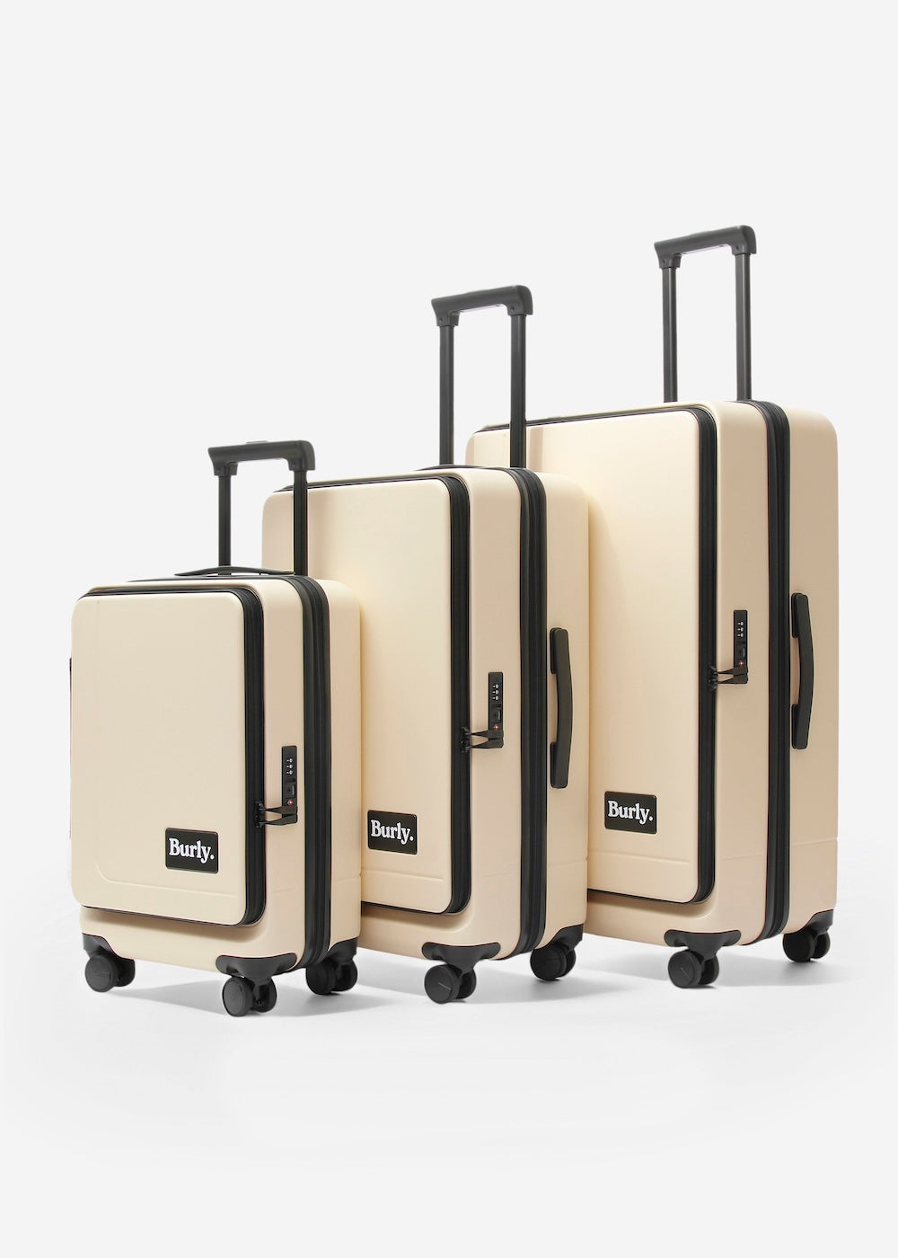 Burly Open Top Luggage Set of 3 Bundle (FREE GIFT Travel Hoodie + Jogger)